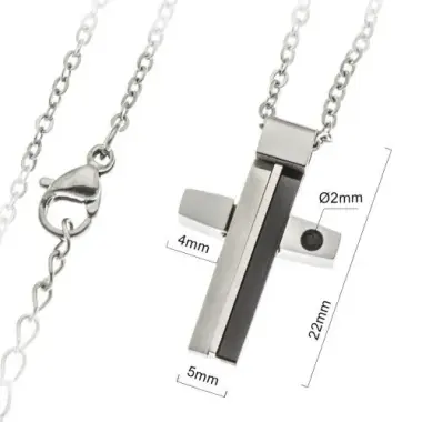 Kruisje 22 mm met zirkoon en ketting roestvrij staal