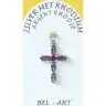 Silver cross pendant with purple zircons 23 x15 mm