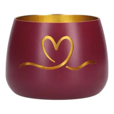 Bougeoir en métal avec coeur