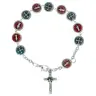 Bracelet médailles St Benoît Email bleu et rouge