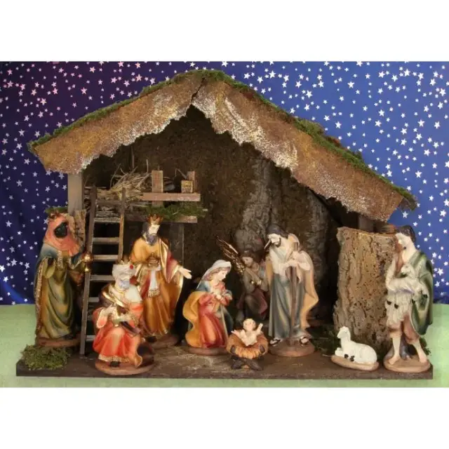 Kerststal + 11 Figuren 20 Cm (60 X 34 X 43 Cm)
