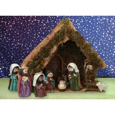Kerstset : stal (25x14x22cm) 9 figuren 9 cm