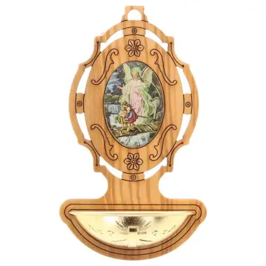 Bénitier Bois d'olivier 9 x 5.5 cm Ange gardien