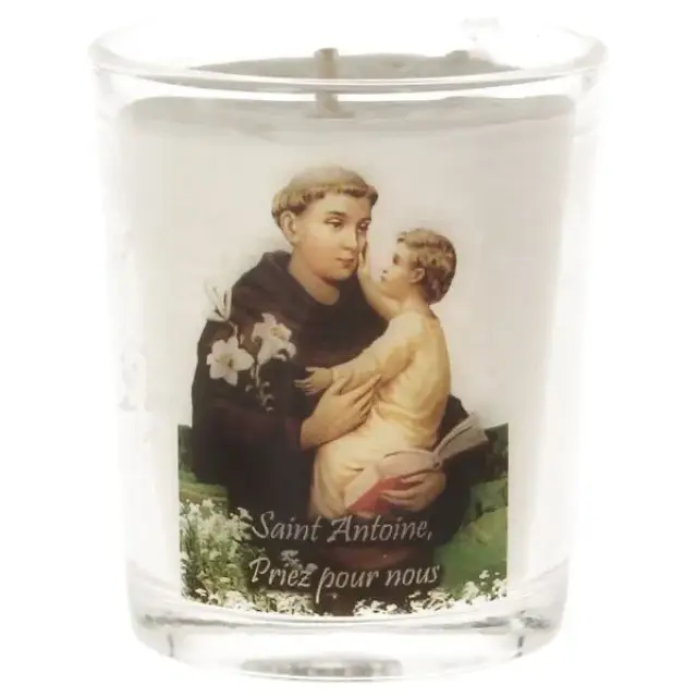 Glass candle 65 x 50 mm Saint Anthony