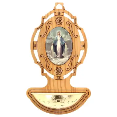 Wijwatervat Olijvenhour 9 x 5.5 cm Wonderbare Maria