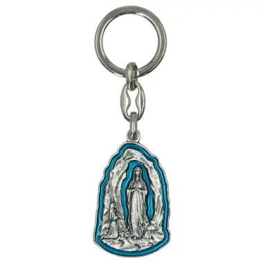 Porte-Clefs - Grotte de Lourdes - Email bleu