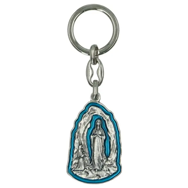 Porte-Clefs - Grotte de Lourdes - Email bleu