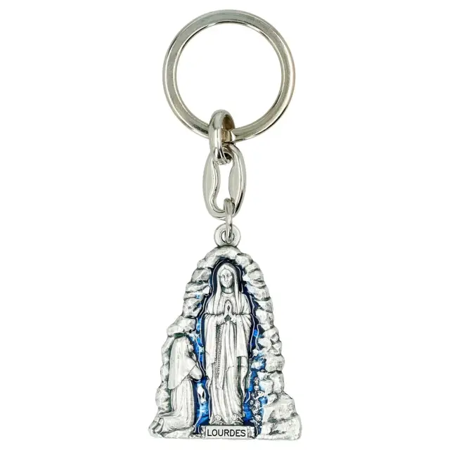 Porte-Clefs Grotte N.D. de Lourdes Email bleu