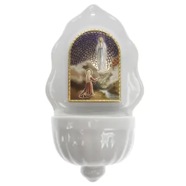 Stoup apparition Lourdes Porcelain 16 x 9 cm