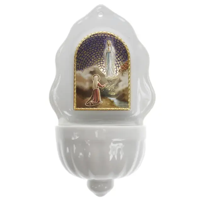Bénitier Appar Lourdes Imit. Porcelaine 16 x 9 cm
