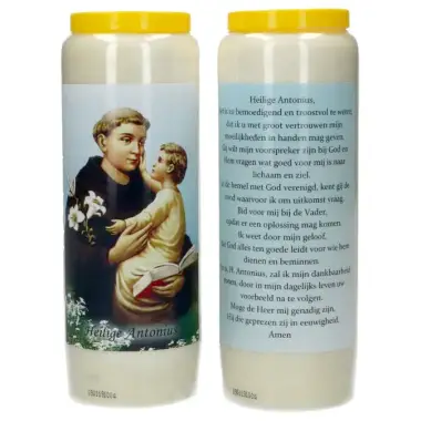 9 days candle / white / St Anthony / prayertext in Dutch