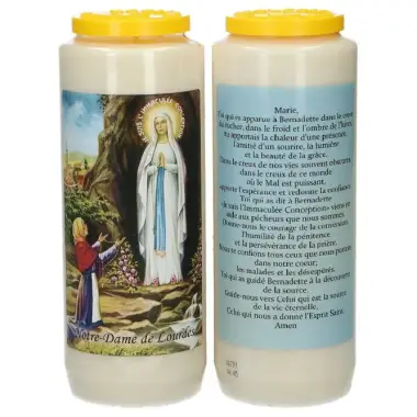 9 days candle / white / appearance Lourdes / prayer