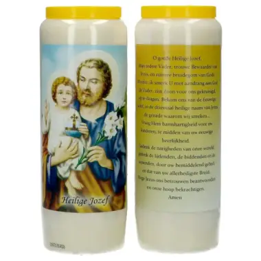 9 days candle / white / St Joseph / prayertext in Dutch
