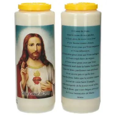9 days candle / white / Sacred Heart / prayer