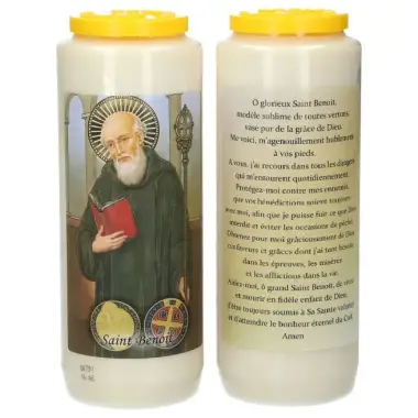 9 days candle / white / St. Benedict / prayer
