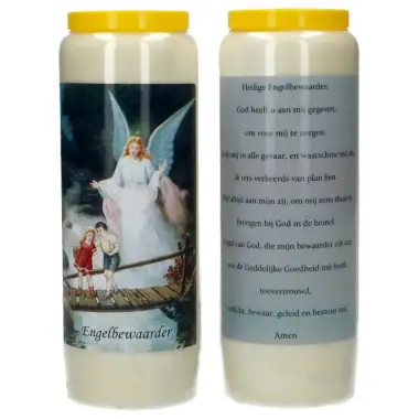 9 days candle / white / guardian angel / prayertext in Dutch