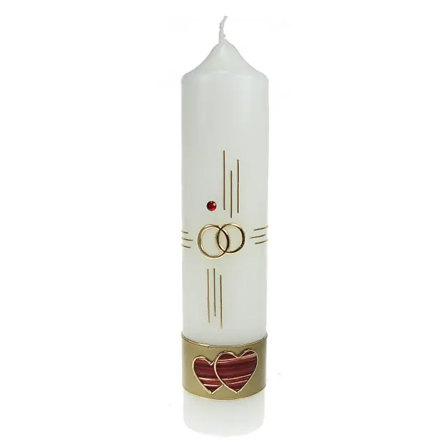 Wedding candle 265 x 60 mm alliances / hearts