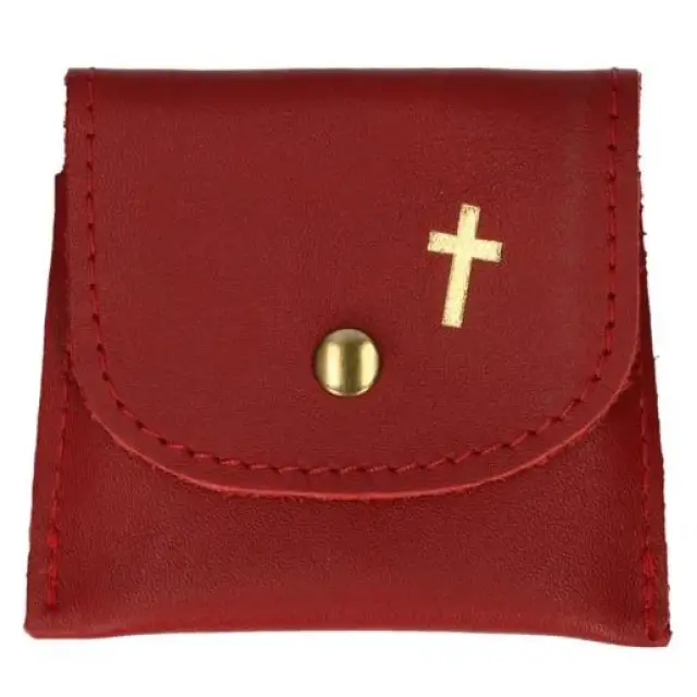Rozenkranszakje Leder - 8 X 7 cm - Bordeaux