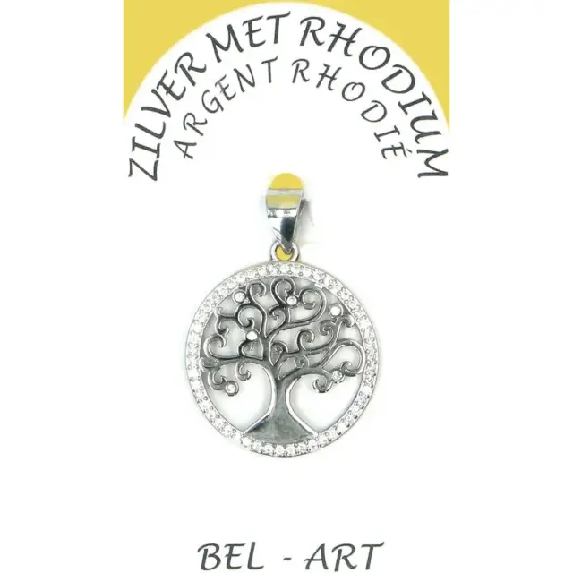 Médaillon arbre de vie en argent rhodié 20 mm