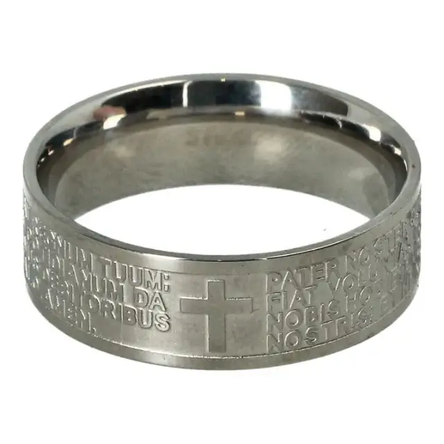 Our Father prayer ring stainless steel