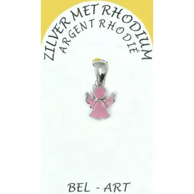 Pink Guardian Angel Pendant in silver
