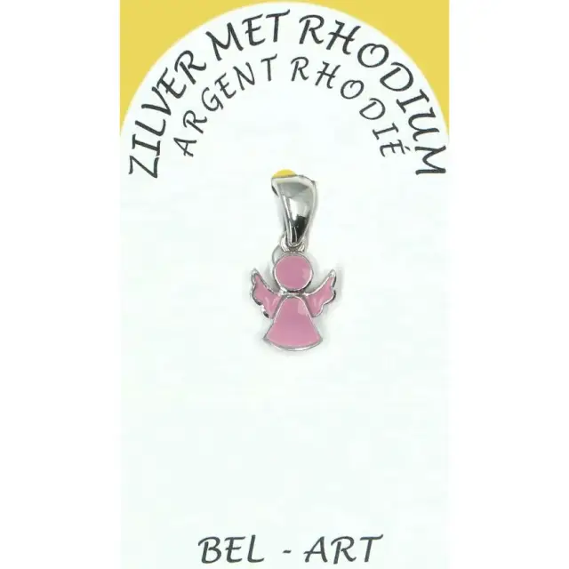 Pink Guardian Angel Pendant in silver