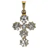 Kruisje metaal verguld strass wit - 21 x 15 mm