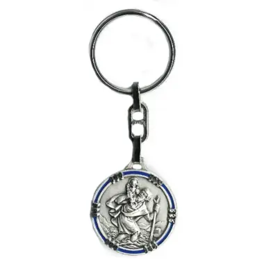 Porte-Clefs - St Christophe - 30 mm - Email Bleu