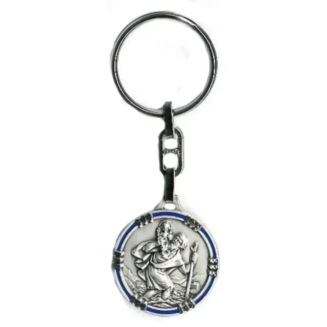 Porte-Clefs - St Christophe - 30 mm - Email Bleu