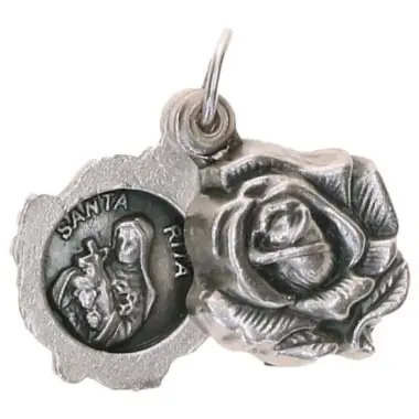Medaille roos dubbel 15 mm H Rita - Metaal verzilverd