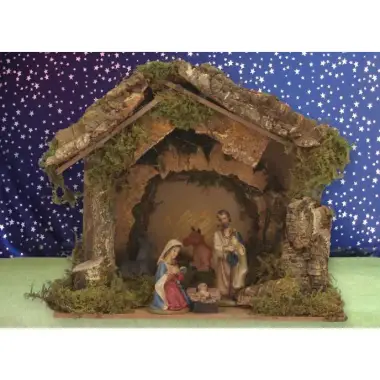 Kerststal + 5 Figuren 05 Cm (20 X 14 X 17 Cm)