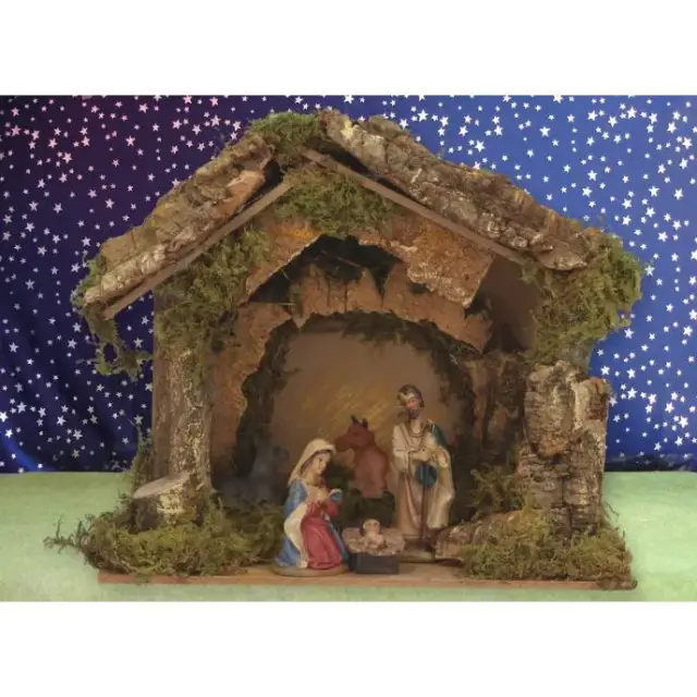 Kerststal + 5 Figuren 05 Cm (20 X 14 X 17 Cm)