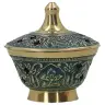Wierookbrander - H 8 cm - Messing blauw geëmailleerd