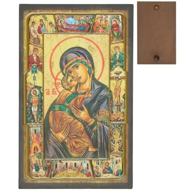 Icon 12 X 7.5 cm Virgin Vladimir