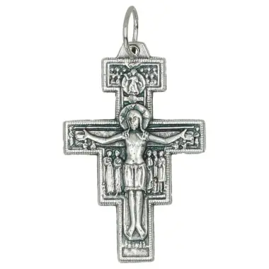 Croix St Damien 30 x 20 mm - Métal argenté