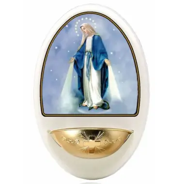 Bénitier 10 x 6.5 cm Vierge Miraculeuse