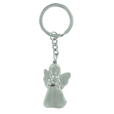 Porte-Clefs Ange Avec Pierre Blanche
