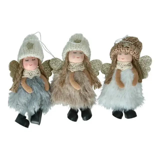 Wool angel with golden wings, 9 cm