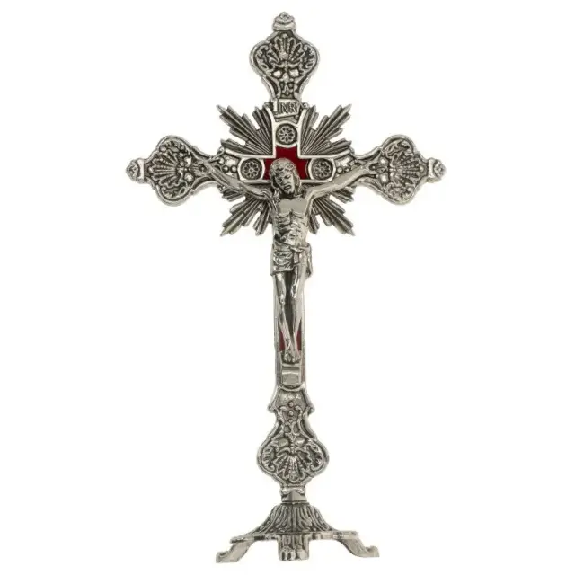 Cross on base 32 cm Nickel Metal