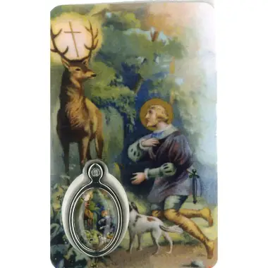Card with prayer and medal St Hubert text in Dutch
