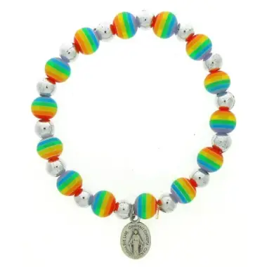 elastic bracelet rainbow miraculous medal