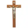Croix Murale 16 cm Bois / Corps métal argenté