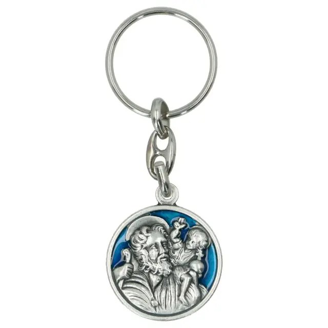 key ring Saint Christopher Email blue