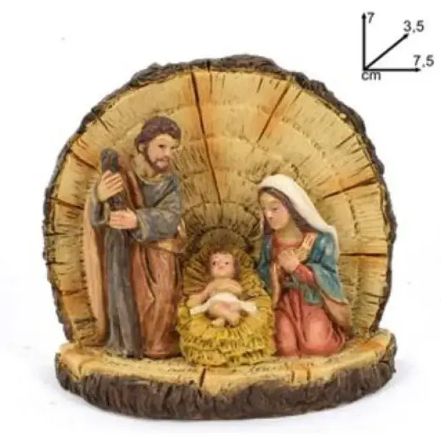 Nativité sur tronc (7.5 x 3.5 x 7cm)