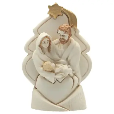 Heilige Familie in albaster 8,5x5,5x3 cm gouden versiering
