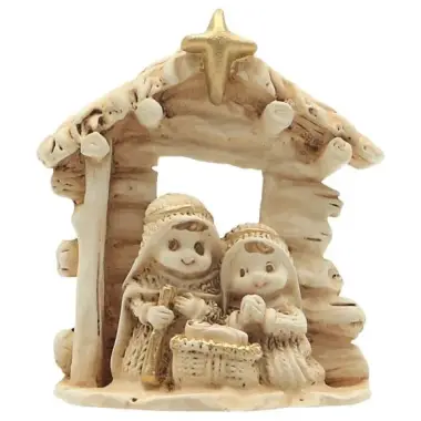 Heilige Familie in albaster 6,5x5,5x3 cm gouden versiering