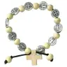 Armband / koord Hout Donkerbruin + Med H. Benedictus