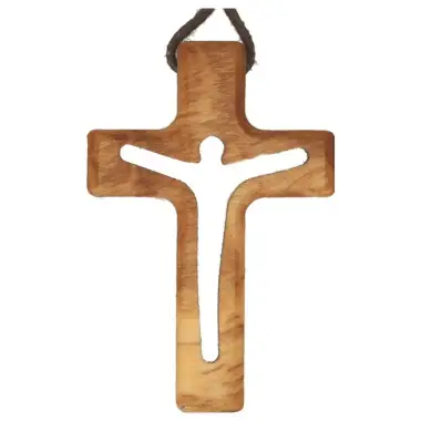 Croix s/cordon - 40 mm - Bois d'olivier
