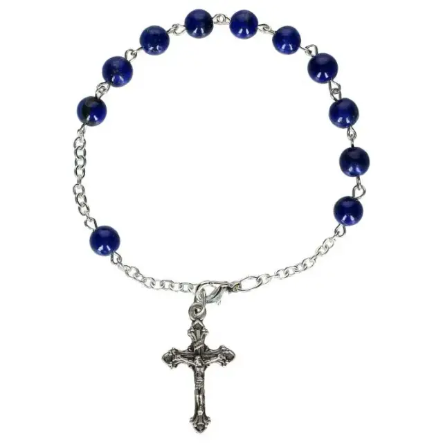 single Single decade rosary rosary bracelet lapis lazuli