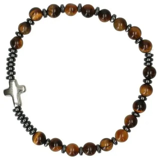 Armband op elastiek Tijgeroog en hematiet
